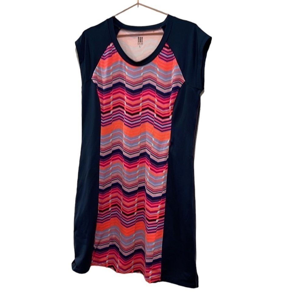 Title Nine Dress Striped Woman’s large sleeveless adventurista blue pink